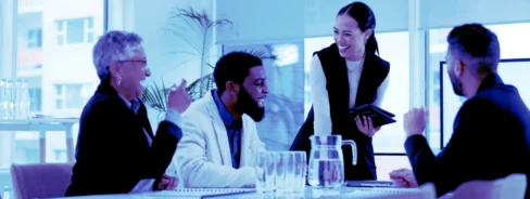 Company culture meeting in conference room