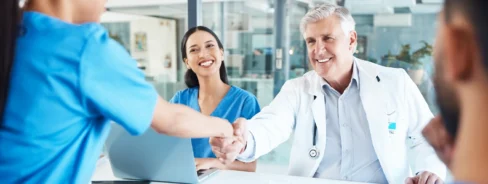 Healthcare team interviewing