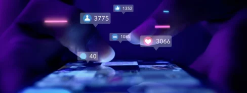 Social media icons with phone