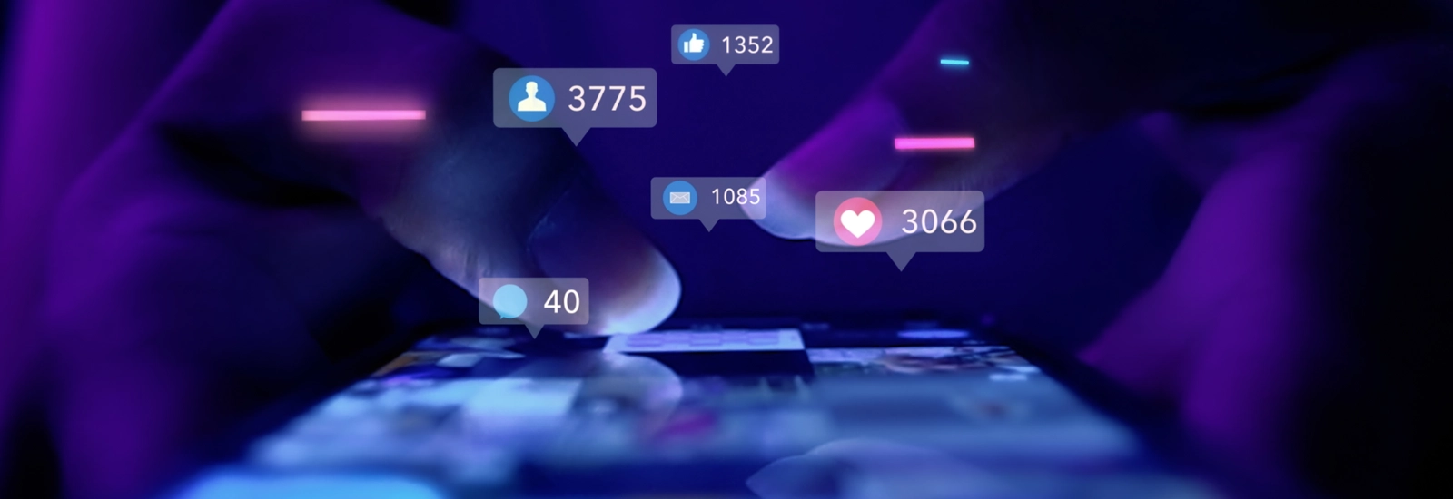 Social media icons with phone